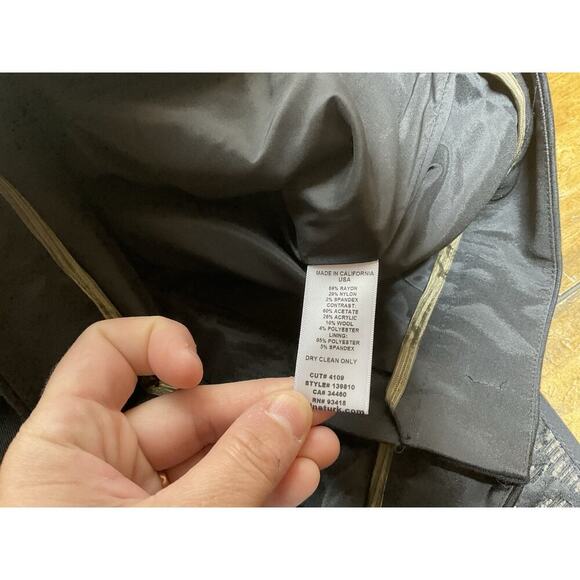 Trina Turk Women Leopard Black Dress Pants Straight Leg Wool Blend Career SZ 4 - Picture 5 of 10